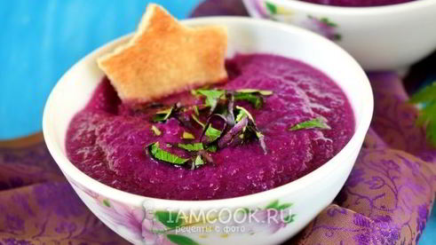 постный суп-пюре из красной капусты