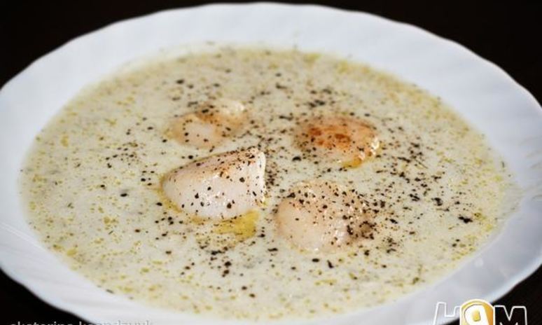 Рецепт супа пюре из кольраби с морскими гребешками