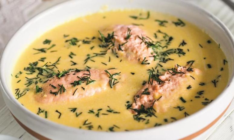 Рецепт супа-пюре с кнелями из лосося