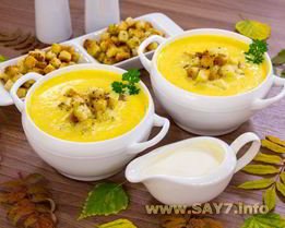 Тыквенный суп-пюре с ароматными сухариками