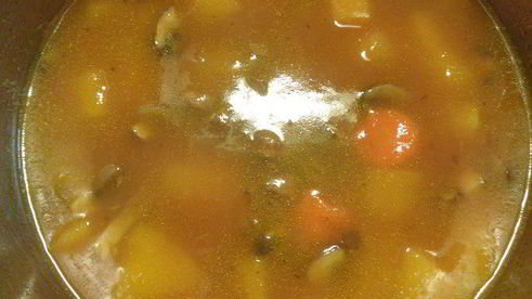 тыквенный суп-пюре с грибами и перцем чили