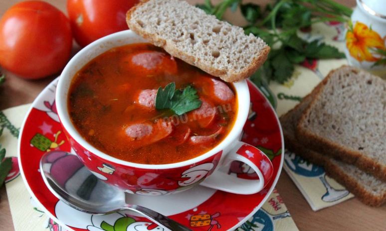 Рецепт супа с охотничьими колбасками