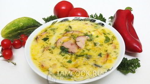 сырный суп из плавленного сыра с колбасой