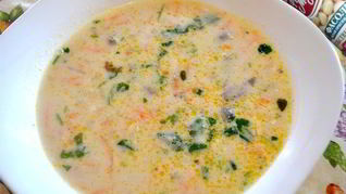 Сырный суп с белой фасолью