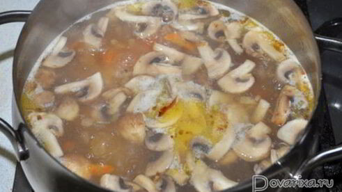 сырный суп с грибами