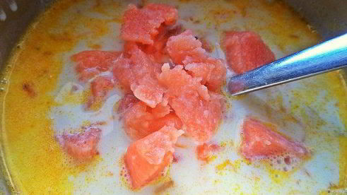 сырный суп с лососем и рисом