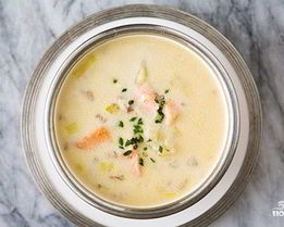 Сырный суп с семгой