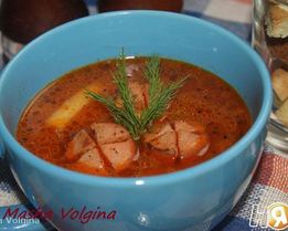 Томатный суп с сосисками