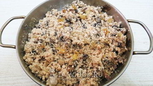 блинчики с мясом, грибами и картошкой