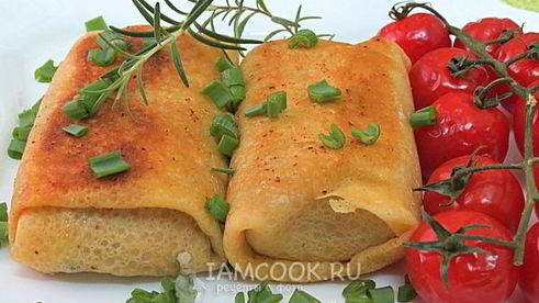 блинчики с мясом, грибами и картошкой