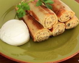 Блинчики с мясом и грибами