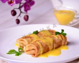 Блины с грибами под голландским соусом