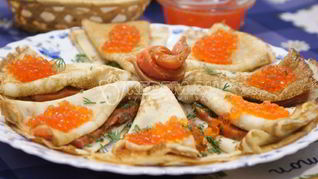 Блины с семгой и икрой