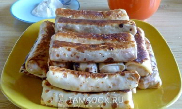Рецепт блинов с творогом, обжаренные на сливочном масле