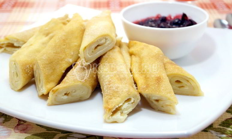 Рецепт блинов с творогом сливочные