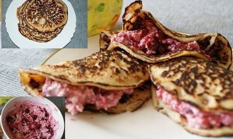 Рецепт овсяных блинчиков с ягодной начинкой