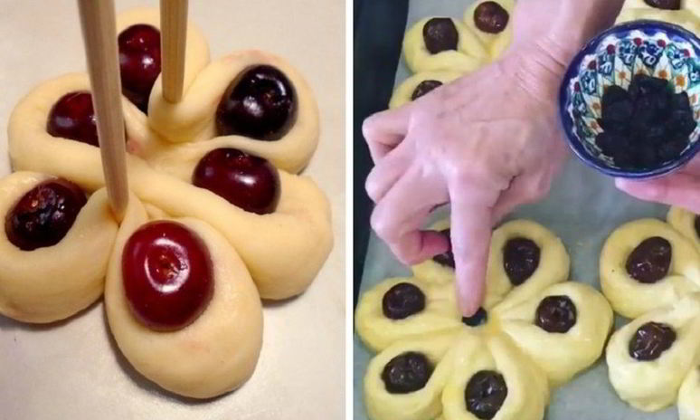 Рецепт булочек вишневых цветы