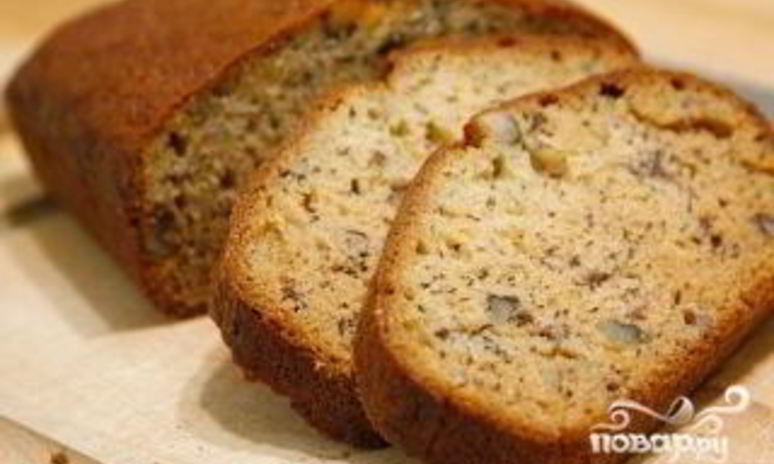 Рецепт бананового кекса с орехами
