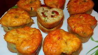 Блинные кексы с курицей и опятами