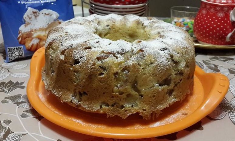 Рецепт кекса с кусочками бананов и изюмом в коньяке