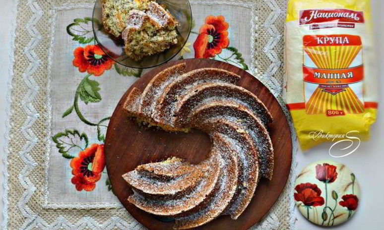 Рецепт макового кекса на манке с ароматом апельсина