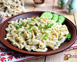 Домашняя лапша из теста с ячменными отрубями в хлебопечке