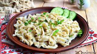 Домашняя лапша из теста с ячменными отрубями в хлебопечке