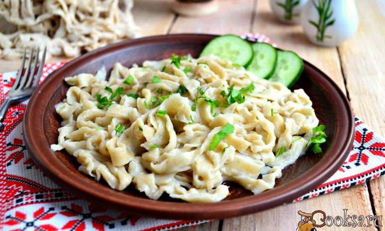 Рецепт домашняя лапша из теста с ячменными отрубями в хлебопечке