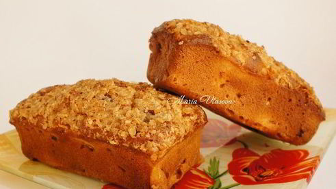 персиковый хлеб со штройзелем из овсяных хлопьев
