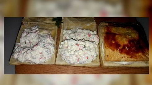 хрустящие слойки с крабово-творожным кремом