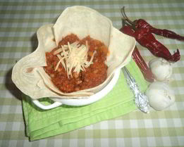 Фасоль с фаршем и лавашиком