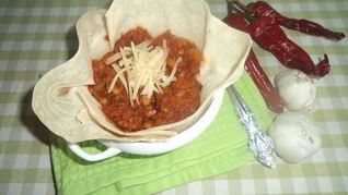 Фасоль с фаршем и лавашиком