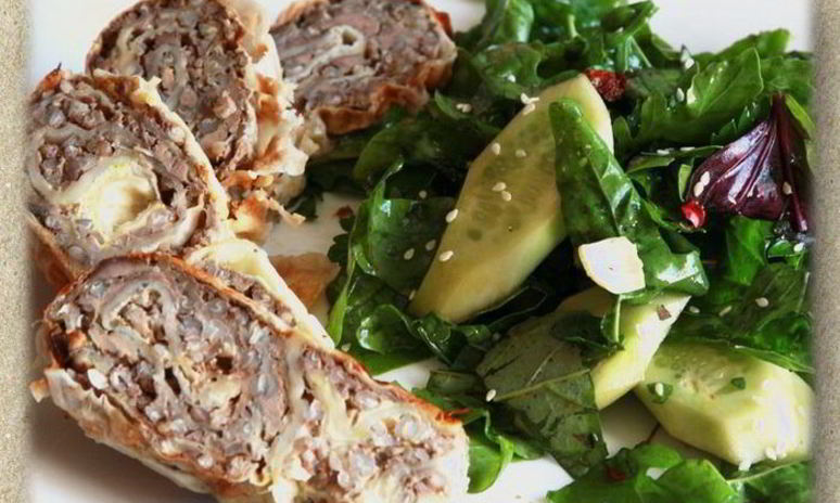 Рецепт гречки с куриной печенью в лаваше