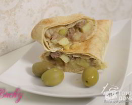 Конвертики из лаваша с мясом и картофелем