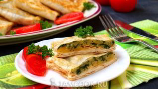 Конвертики из лаваша с сыром и зеленью