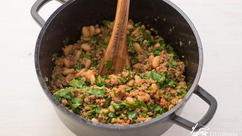 конвертики с мясом и фасолью в лаваше