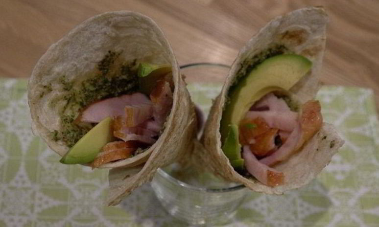 Рецепт кулечков из лаваша с копченой курицей и авокадо