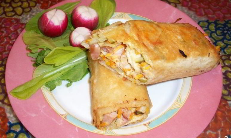 Рецепт лаваша с корейской морковкой и огурцом