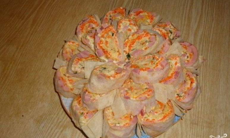 Рецепт лаваша с корейской морковкой и ветчиной