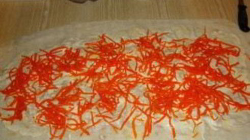 лаваш с корейской морковкой и ветчиной