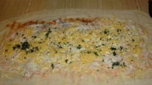 лаваш с корейской морковкой и ветчиной