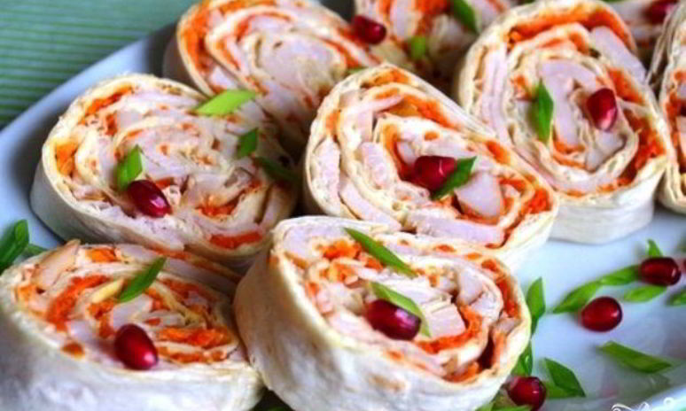 Рецепт лаваша с корейской морковкой