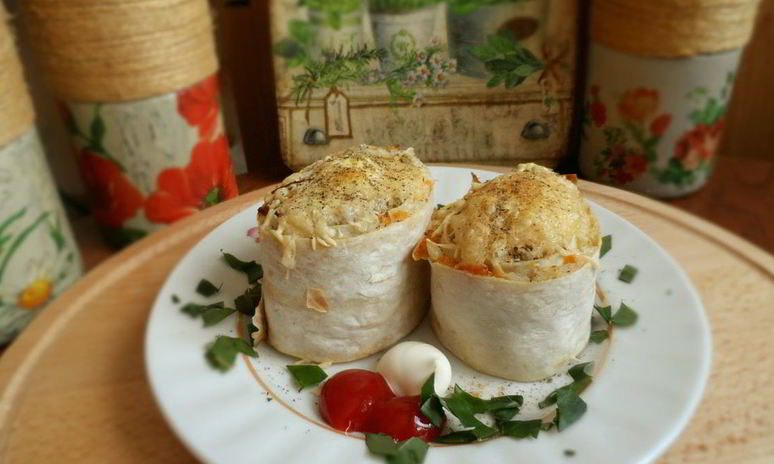 Рецепт лаваша с рыбой и рисом в духовке