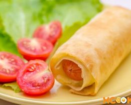 Лаваш с сосиской и сыром