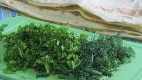 лаваш с сыром и зеленью