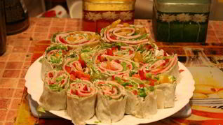 Лаваш с ветчиной и плавленым сыром