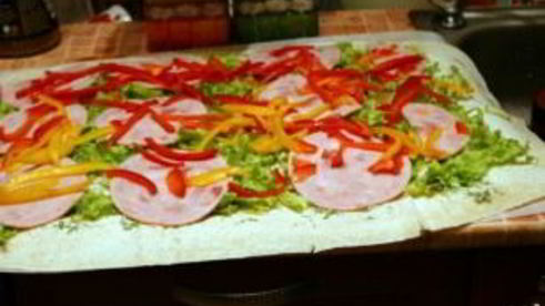 лаваш с ветчиной и плавленым сыром