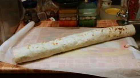 лаваш с ветчиной и плавленым сыром