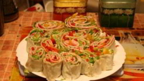 лаваш с ветчиной и плавленым сыром