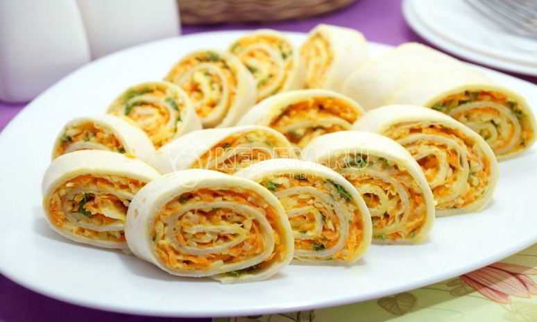 Рецепт рулетиков из лаваша